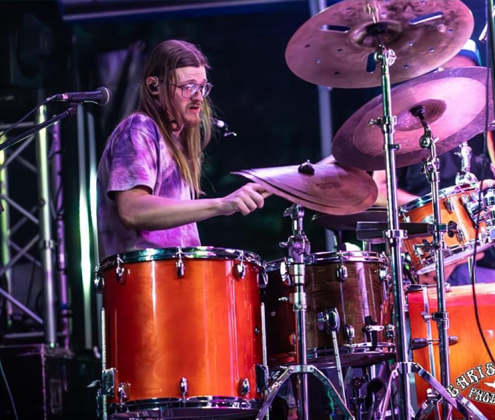 Brandon Howell playing drums